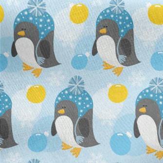 Penguin In Furry Hat Jersey Backed Fleece