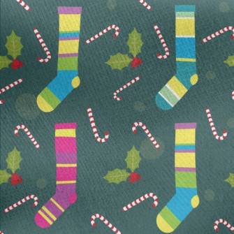 Pretty Christmas Socks Jersey Backed Fleece