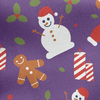 Cute Snowman Gingerbread Man Jersey Backed Fleece