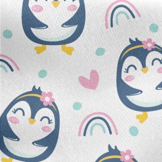 Grinning Penguin Girl Jersey Backed Fleece