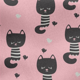 Shy Black Cat With Eyes Closed Jersey Backed Fleece