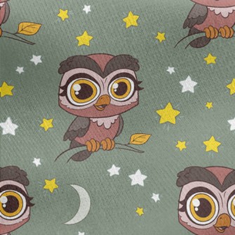 Nocturnal Big-eyed Owl Jersey Backed Fleece
