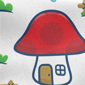 Snail And Butterfly Big Mushro Jersey Backed Fleece