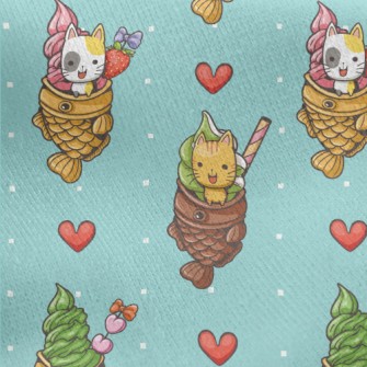 Kitten Taiyaki Ice Cream Jersey Backed Fleece