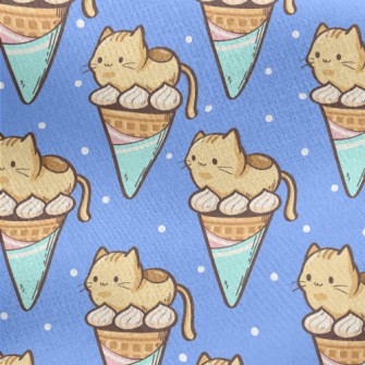 Popsicle Cone And Kitten Jersey Backed Fleece
