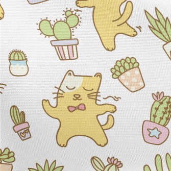 Dancing Cat And Potted Plant Pongee