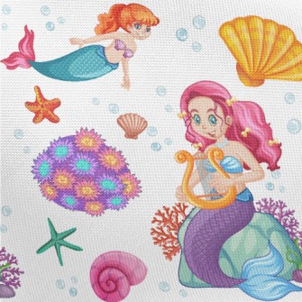Shiny Shell Mermaid Pongee