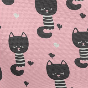 Shy Black Cat With Eyes Closed Pongee