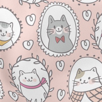 Cat Family Portrait Lightweight Cotton Poplin