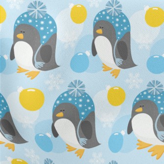 Penguin In Furry Hat Lightweight Cotton Poplin