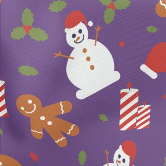 Cute Snowman Gingerbread Man Lightweight Cotton Poplin