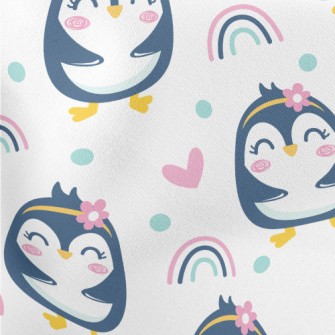 Grinning Penguin Girl Lightweight Cotton Poplin