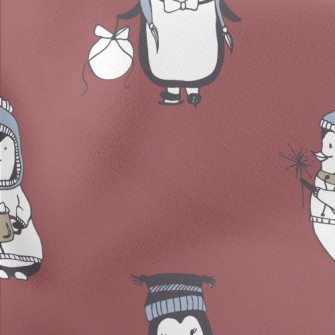 Penguin Winter Activities Lightweight Cotton Poplin