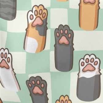 Cute Cat Paw Lightweight Cotton Poplin