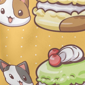 Cats Love Colorful Macarons Lightweight Cotton Poplin