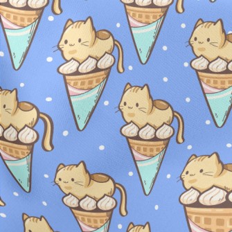 Popsicle Cone And Kitten Lightweight Cotton Poplin