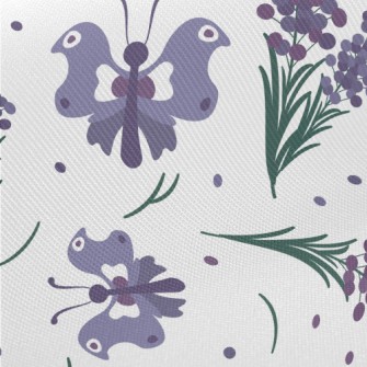 Flower Butterfly With Lavender Midweight Cotton Poplin