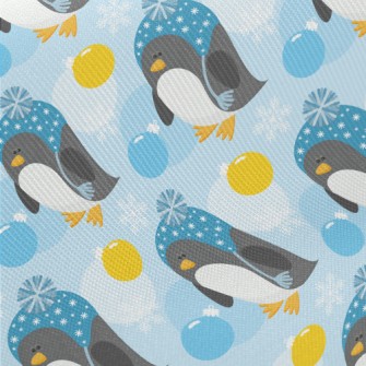 Penguin In Furry Hat Midweight Cotton Poplin