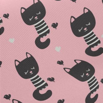 Shy Black Cat With Eyes Closed Midweight Cotton Poplin
