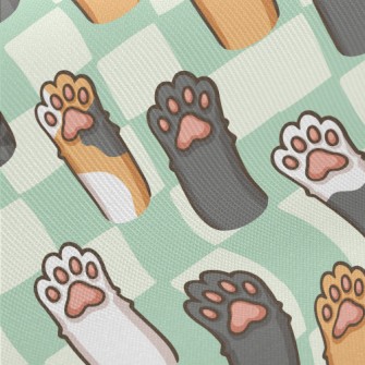 Cute Cat Paw Midweight Cotton Poplin