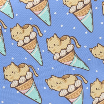 Popsicle Cone And Kitten Midweight Cotton Poplin