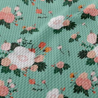 Beautiful Flowers In Bloom Birdseye Piqué