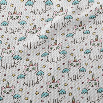 Rainbow Unicorn Kitten Birdseye Piqué