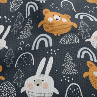 Forest Bear And Rabbit Athletic Mesh Flat Back