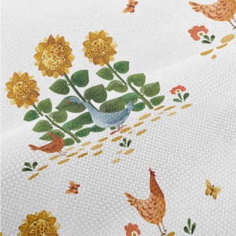 Sunflowers And Roosters Performance Linen