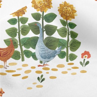 Sunflowers And Roosters Micro Fleece