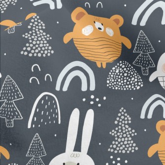 Forest Bear And Rabbit Micro Fleece