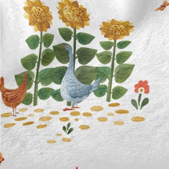 Sunflowers And Roosters Minky