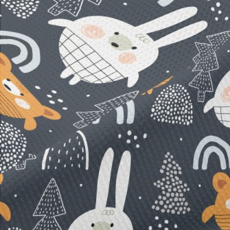 Forest Bear And Rabbit Piqué