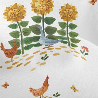 Sunflowers And Roosters Lightweight Performance Linen