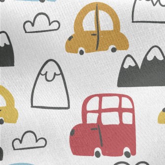 Colorful Cars Jersey Backed Fleece