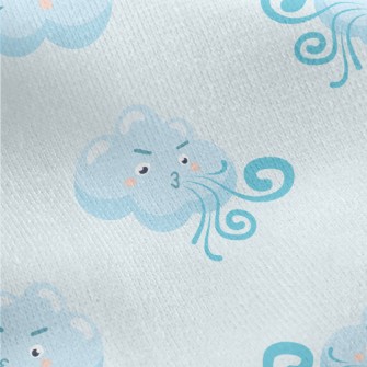 Strong Wind Blowing White Clou Jersey Backed Fleece
