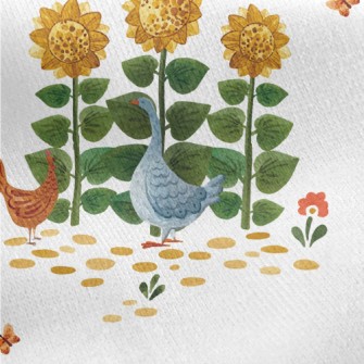 Sunflowers And Roosters Jersey Backed Fleece