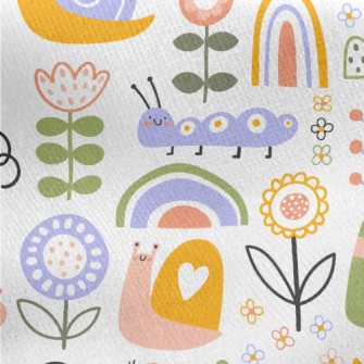 Cartoon Snail Caterpillar Jersey Backed Fleece