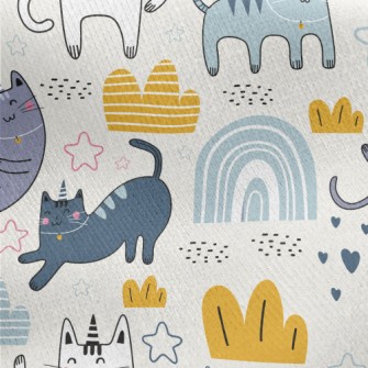 Happy Swinging Cat Jersey Backed Fleece