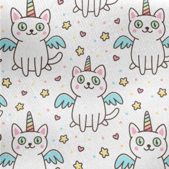 Rainbow Unicorn Kitten Jersey Backed Fleece