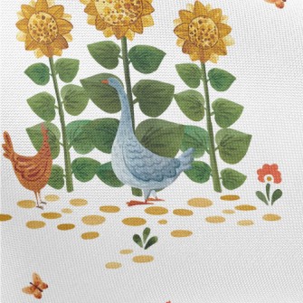 Sunflowers And Roosters Pongee