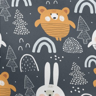 Forest Bear And Rabbit Pongee
