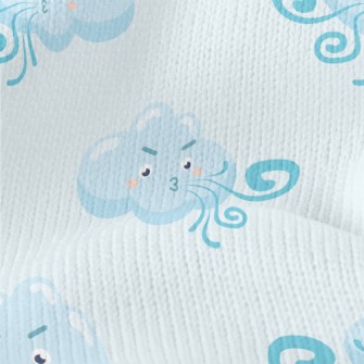 Strong Wind Blowing White Clou Stretch Jersey