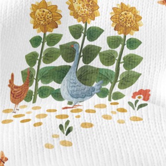 Sunflowers And Roosters Stretch Jersey