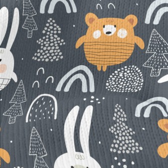 Forest Bear And Rabbit Stretch Jersey