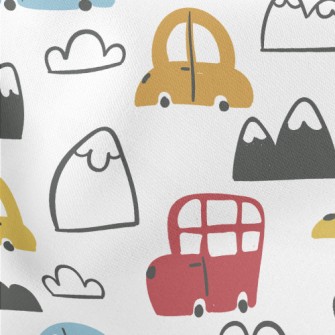 Colorful Cars Lightweight Cotton Poplin