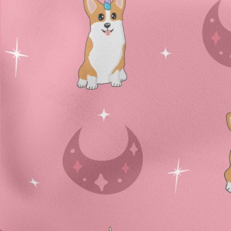 Crescent Unicorn Corgi Lightweight Cotton Poplin
