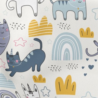 Happy Swinging Cat Lightweight Cotton Poplin