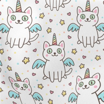 Rainbow Unicorn Kitten Lightweight Cotton Poplin