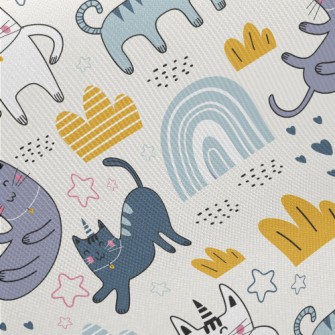 Happy Swinging Cat Midweight Cotton Poplin